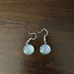 Women’s silver glitter dangle earrings